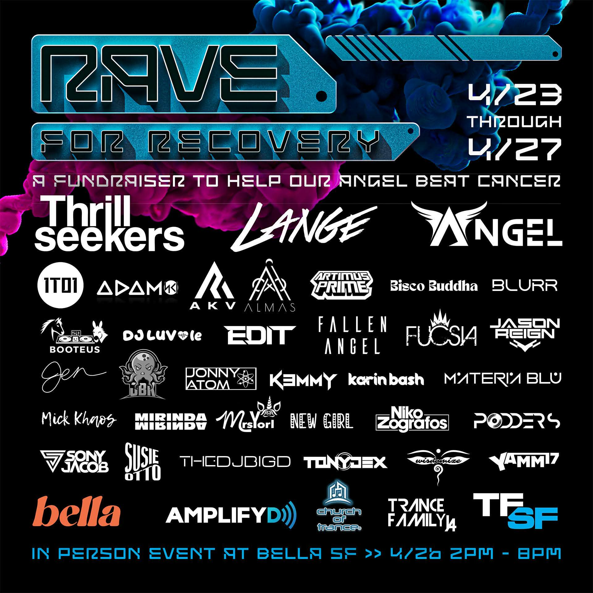 Official Rave for Recovery lineup flyer